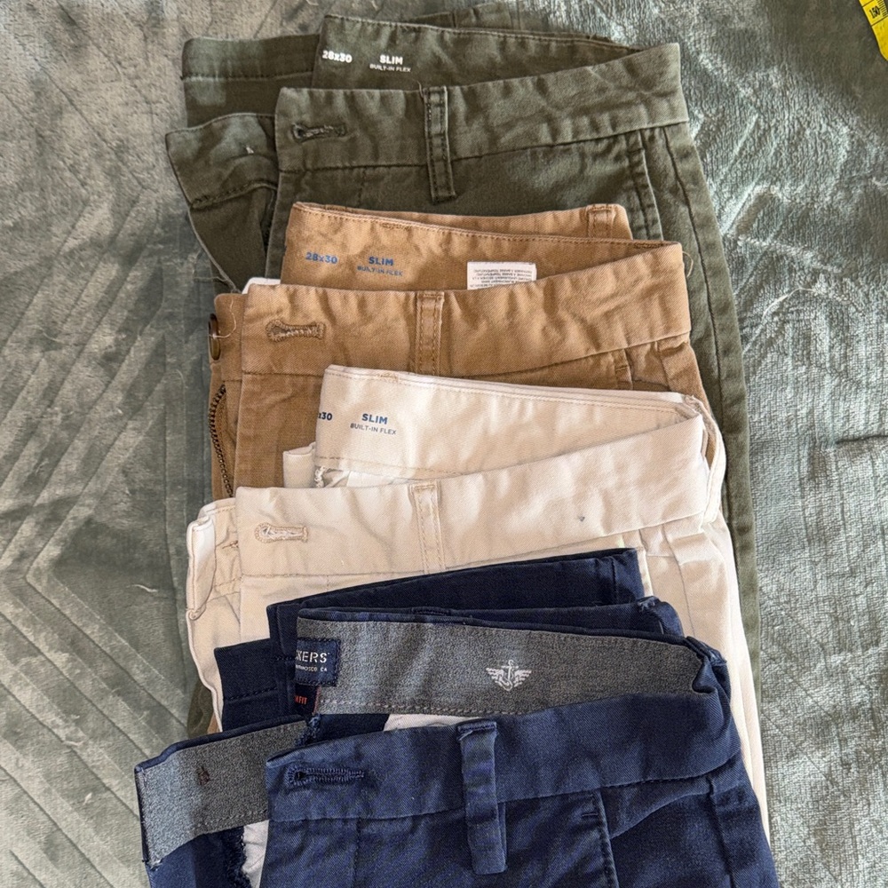 Dockers Men's Chinos in Olive, Khaki, and Navy